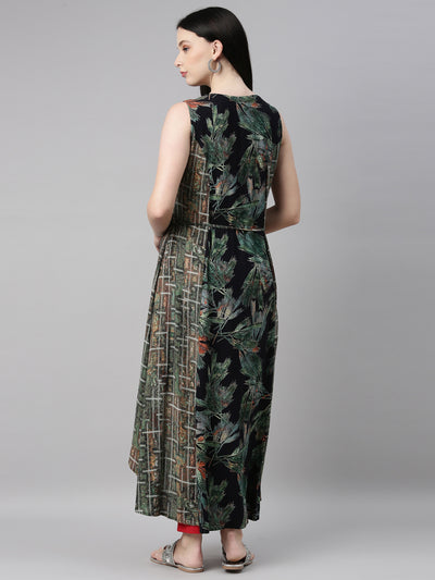 Neerus Women Green Printed Anarkali Kurta