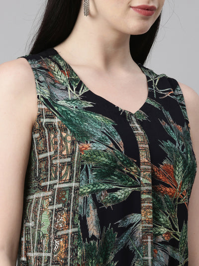 Neerus Women Green Printed Anarkali Kurta