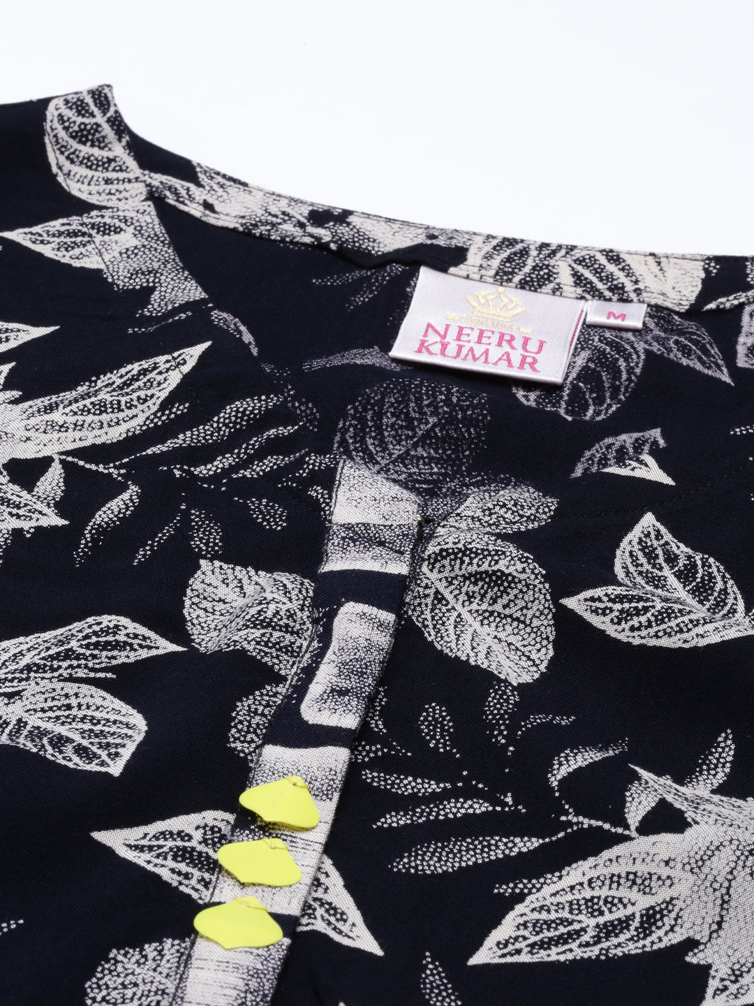 Neerus Black printed anarkali kurta - detail view 2