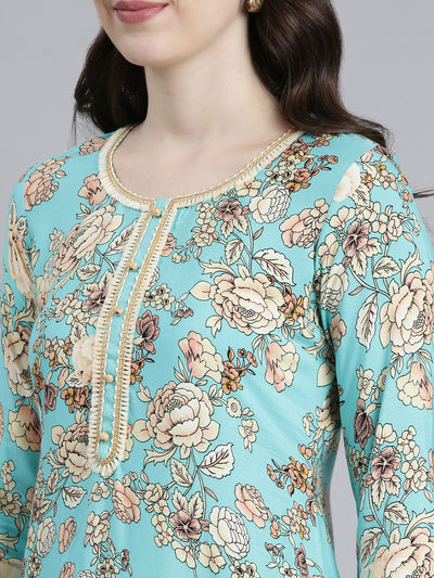 Neeru's Green Regular A-Line Printed Kurtas