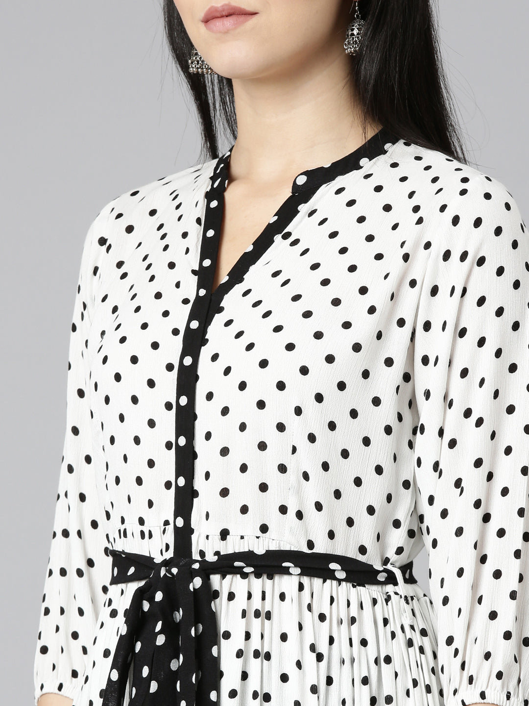 Neerus Black Flared Casual Printed Gown