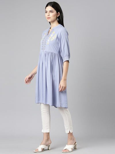 Neerus Lavender Pleated Anarkali Solid Kurtas