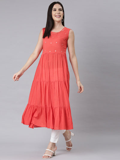 Neerus Carrot Panelled Anarkali Embellished Kurtas