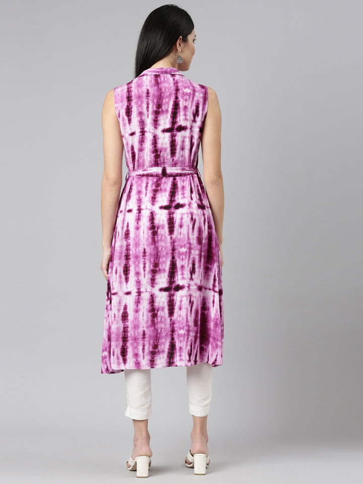 Neerus Magenta Regular A-Line Printed Kurta