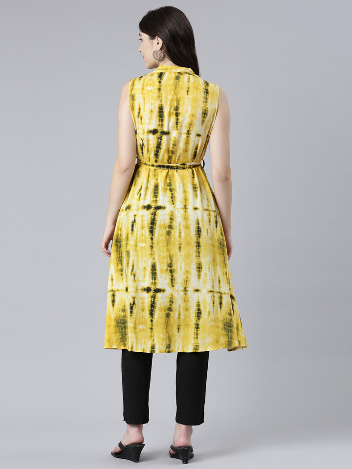 Neerus Yellow Regular A-Line Printed Kurtas