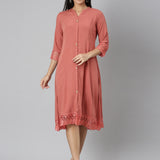 Neerus Orange Straight Casual Solid Straight Kurtas