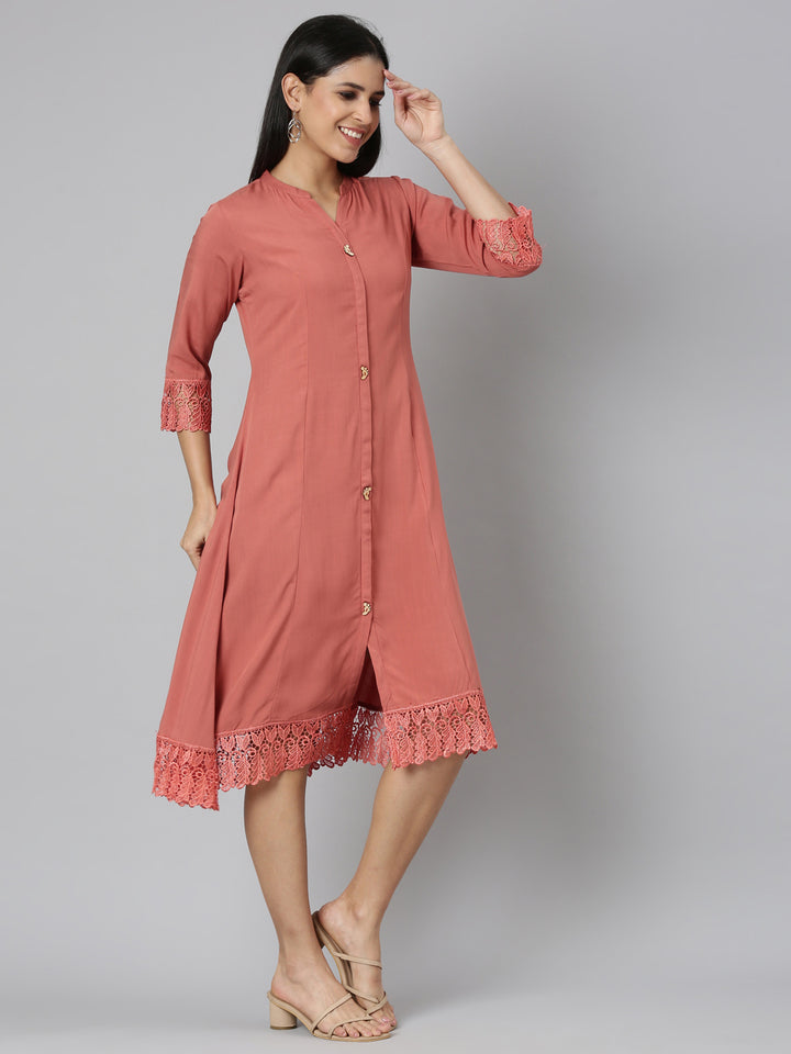 Neerus Orange Straight Casual Solid Straight Kurtas