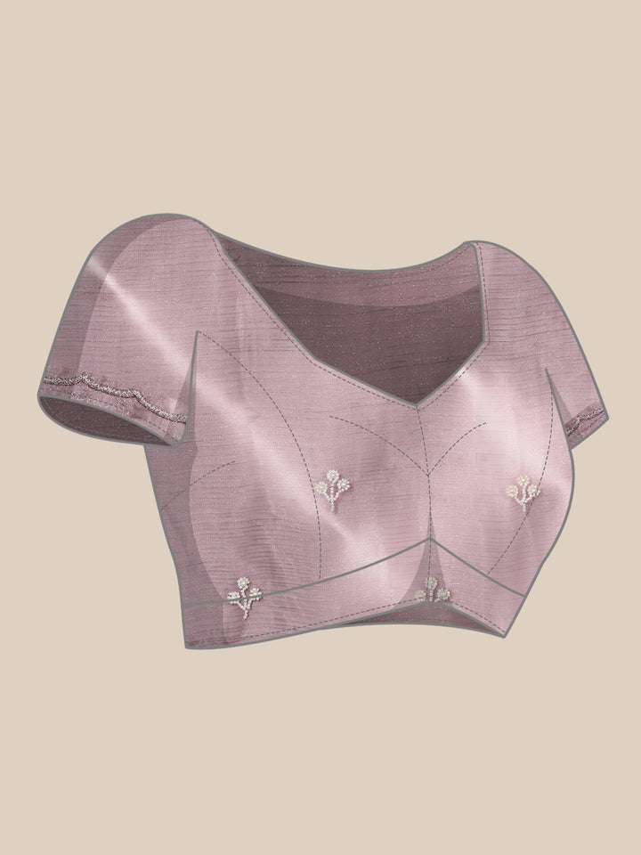 Onion pink Jimmy organza tie dye hand embroidery saree