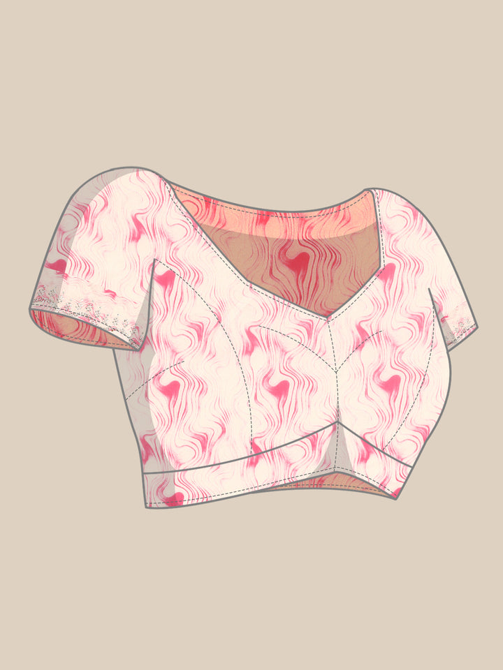 White & Pink satin saree with Swarovski embroidery