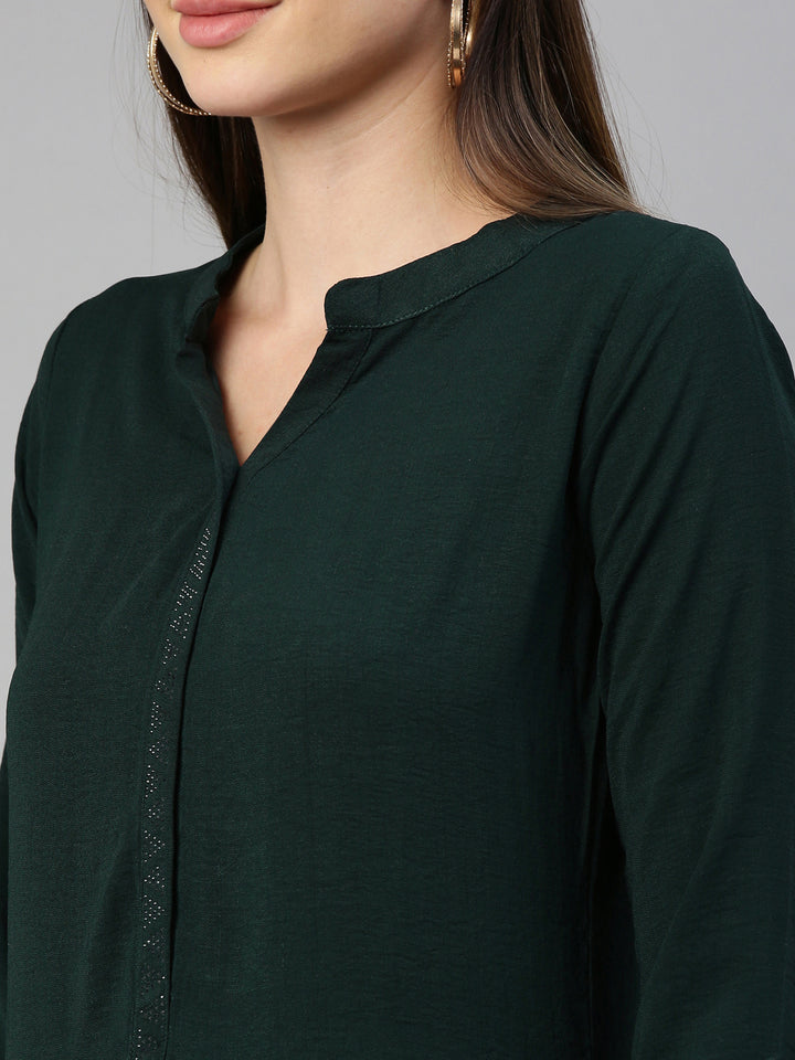 Neerus Women Green Solid Pathani Kurta