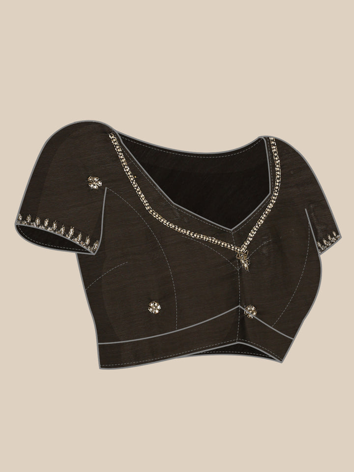 Black Shimmer Tissue Saree With Cut Dana & Swarovski Embroidery