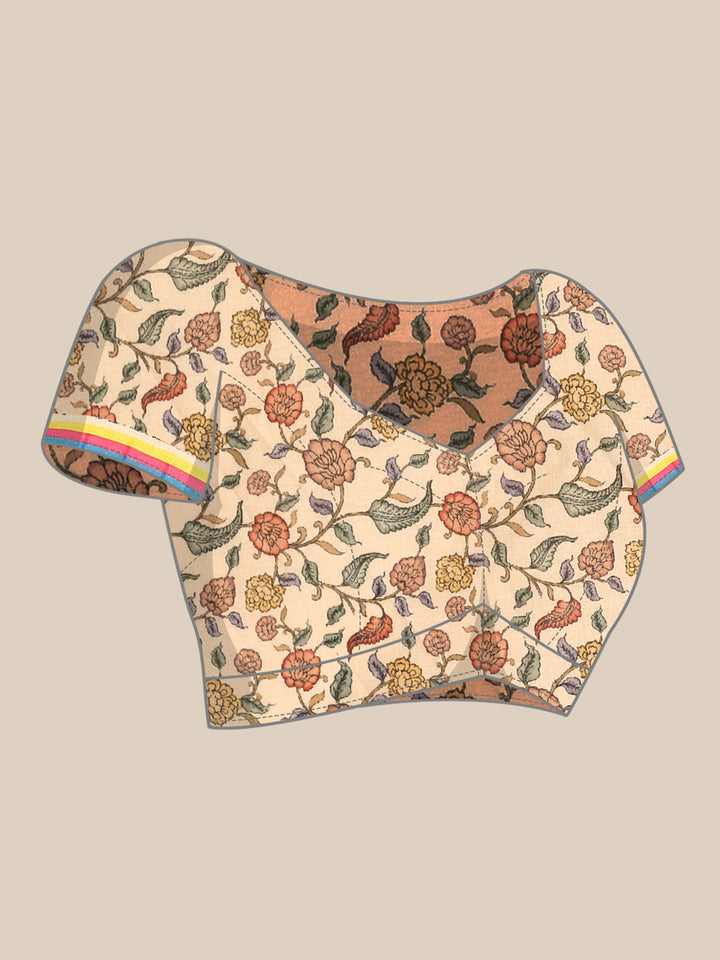 Rani Pink Kota Saree With Kalamkari Appliqué Work On Pallu