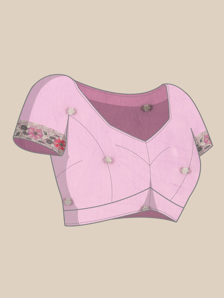 Purple Banarasi Silk Saree With Meenakari Border & Motifs