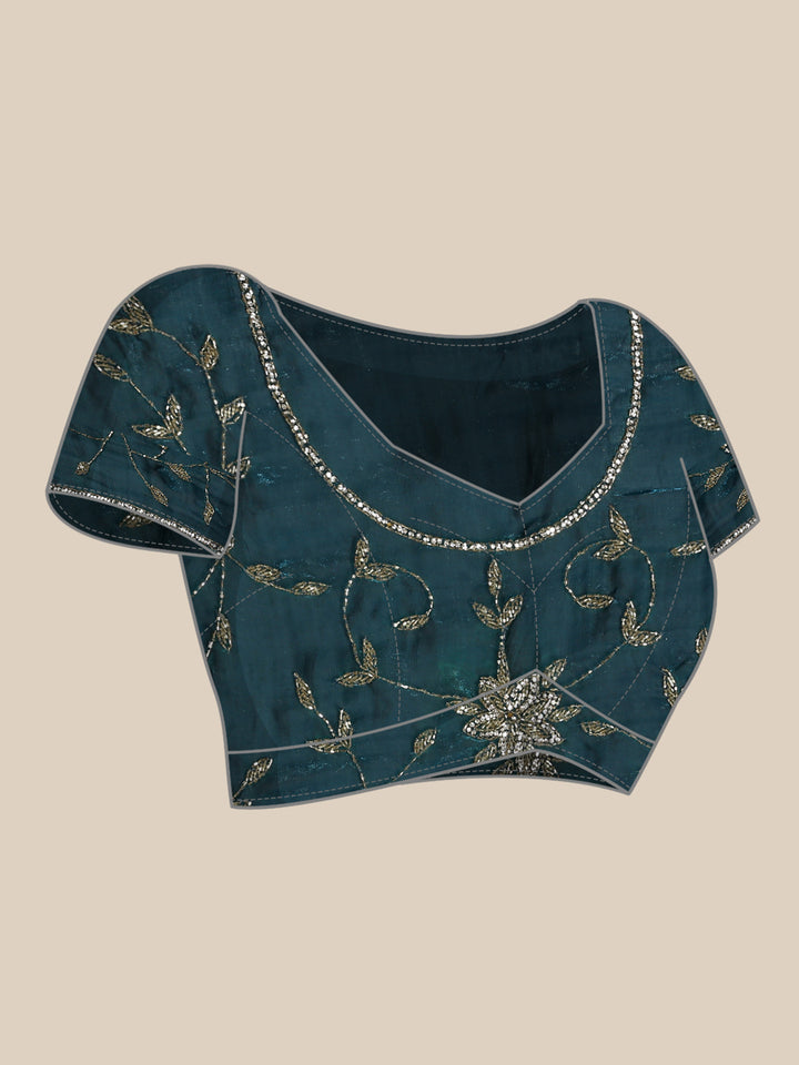 Peacock Jimmy Sheer Satin Safe Worn Cut Dana & Swarovski Hand Embroidery