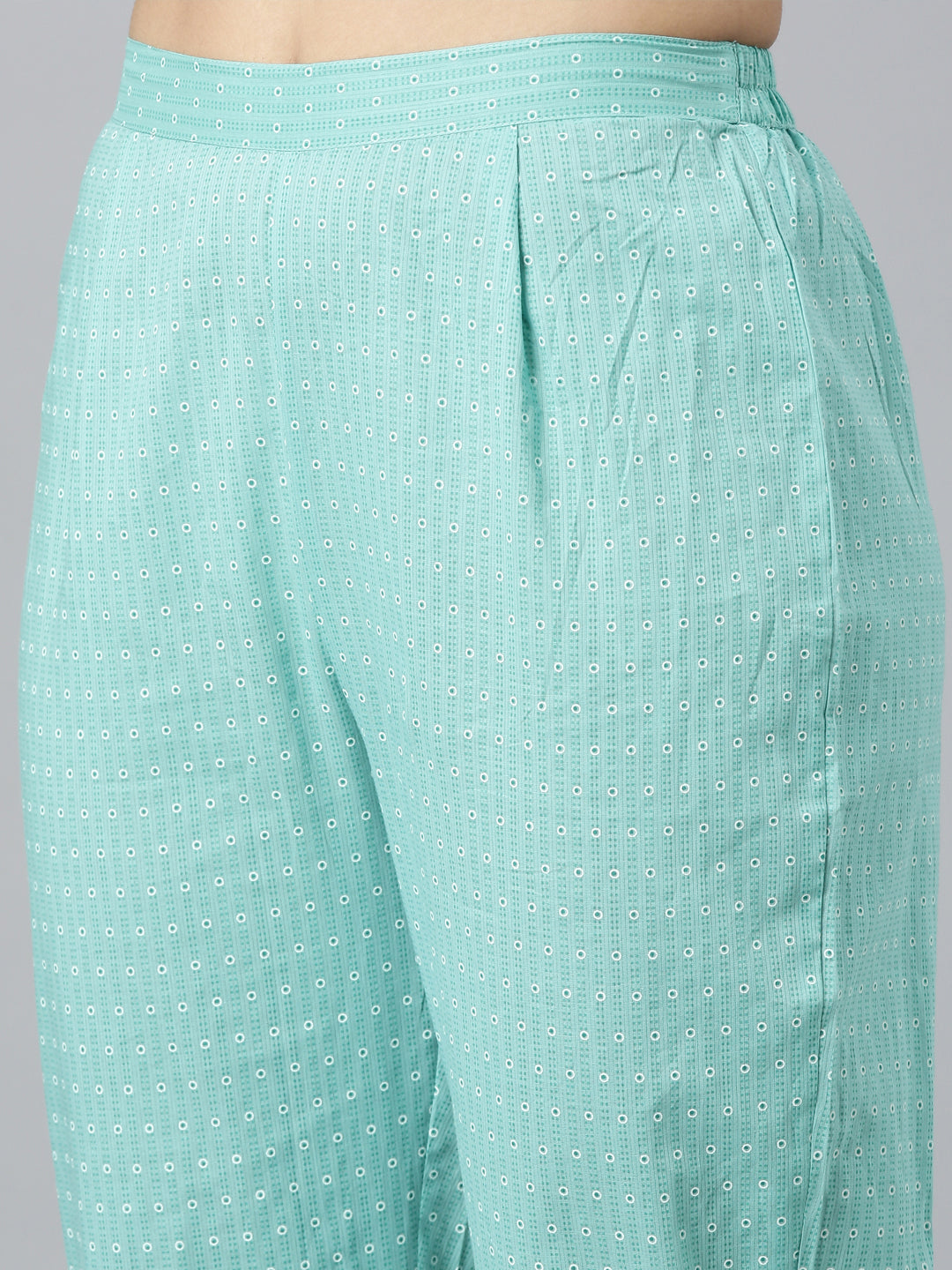 Neerus Blue Regular Straight Printed Kurta and Trousers With Dupatta