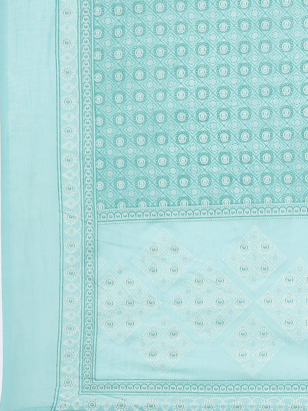 Neerus Blue Regular Straight Printed Kurta and Trousers With Dupatta