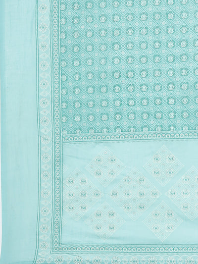 Neerus Blue Regular Straight Printed Kurta and Trousers With Dupatta