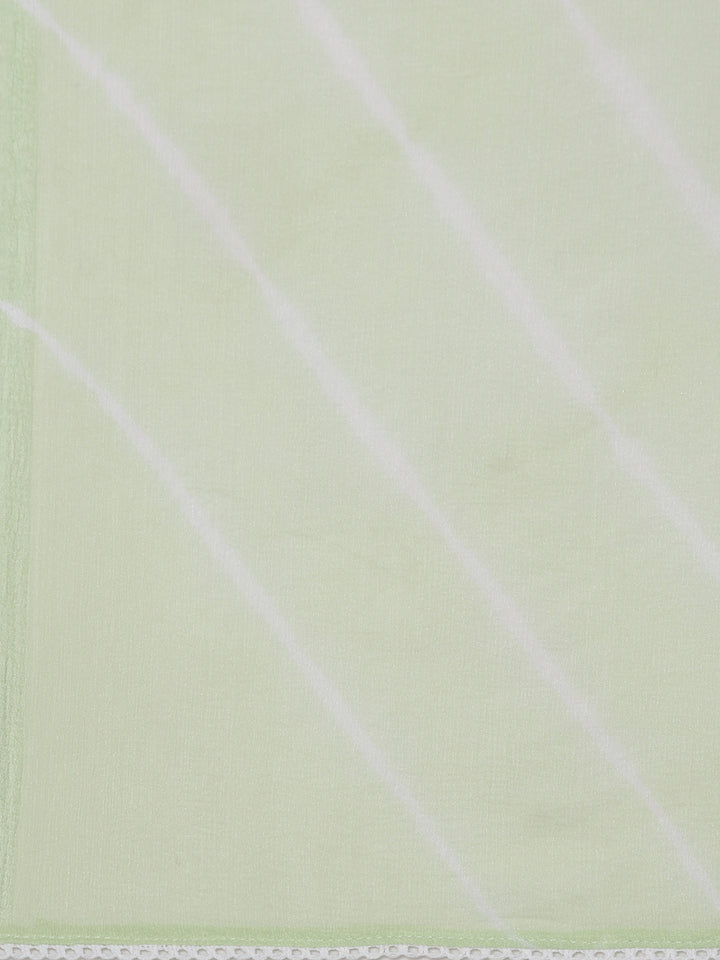 Neerus Green embroidered straight kurta set with dupatta - detail view 4