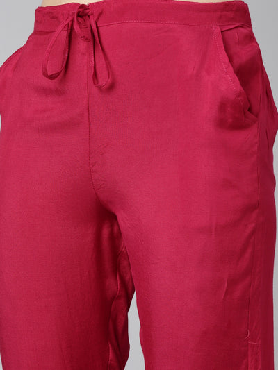 Neeru's Magenta Regular Straight Printed Readymade suits