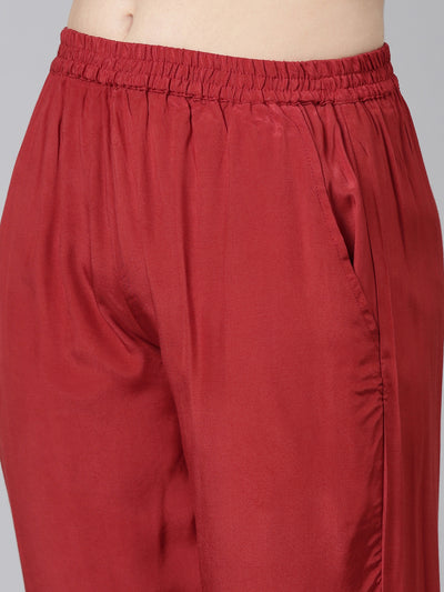 Neeru's Maroon Regular Straight Printed Readymade suits