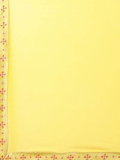 Neerus Yellow Regular Straight Printed Kurta And Trousers With Dupatta