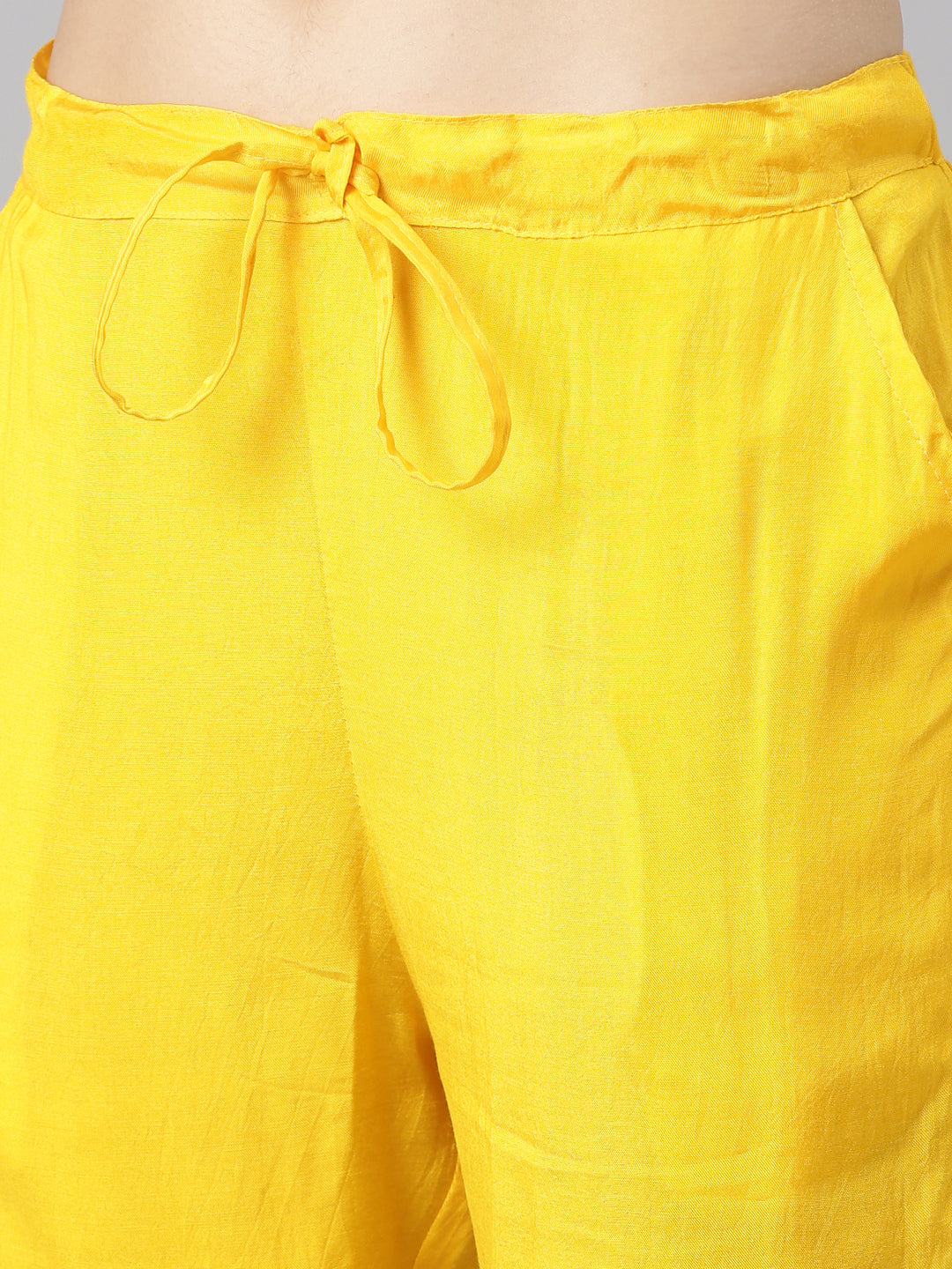 Neerus Yellow Regular Straight Printed Kurta And Trousers With Dupatta