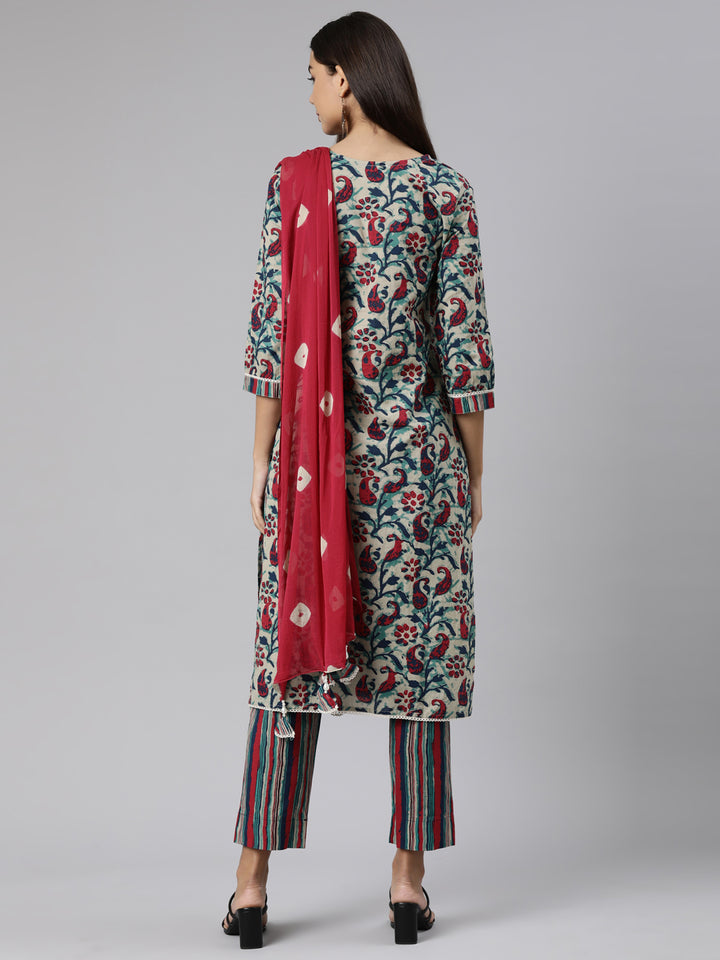 Neerus Multi printed paisley suit set - side view