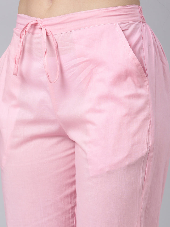 Neerus Pink printed floral straight suit set - detail view 3