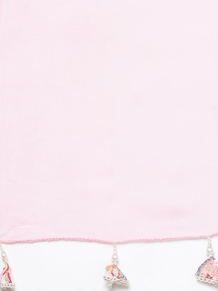 Neerus Pink printed floral straight suit set - detail view 4