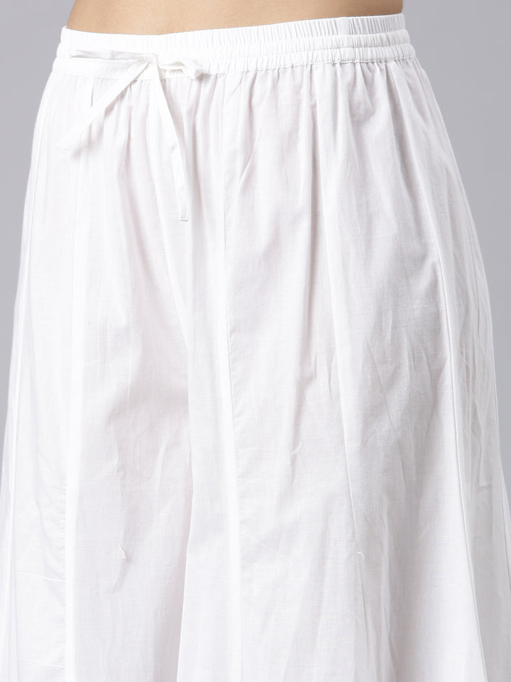 Neerus Blue Panelled Straight Embroidered Kurta and Palazzos With Dupatta