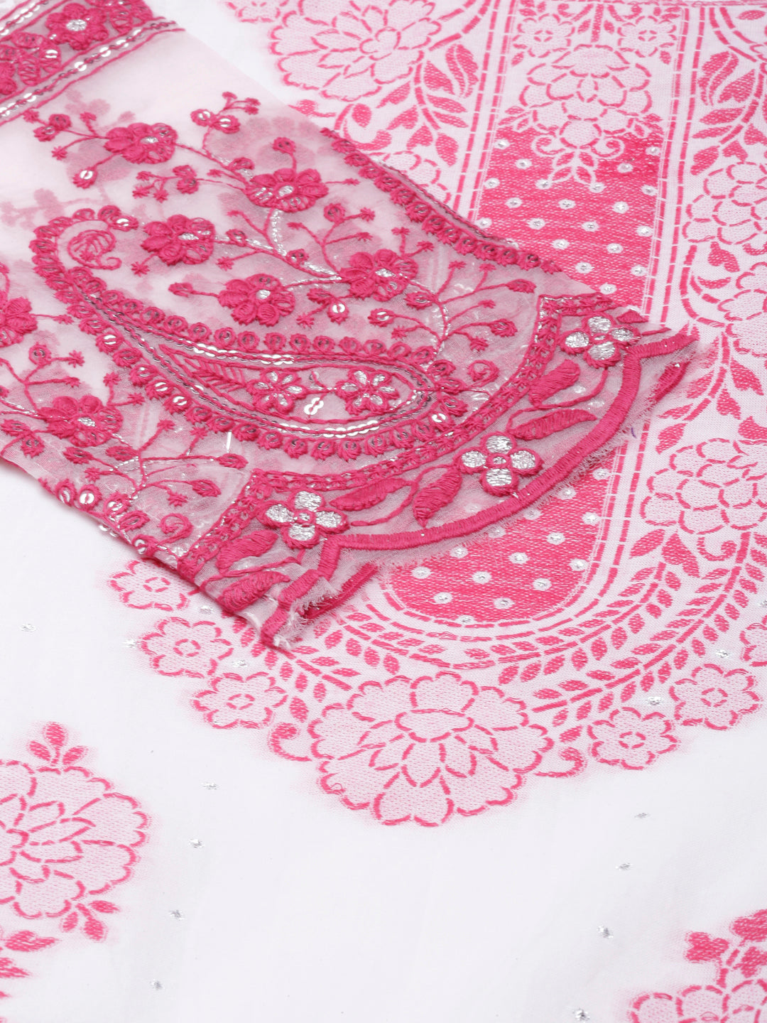 Neerus Maroon muslin embroidered straight suit set - detail view 1