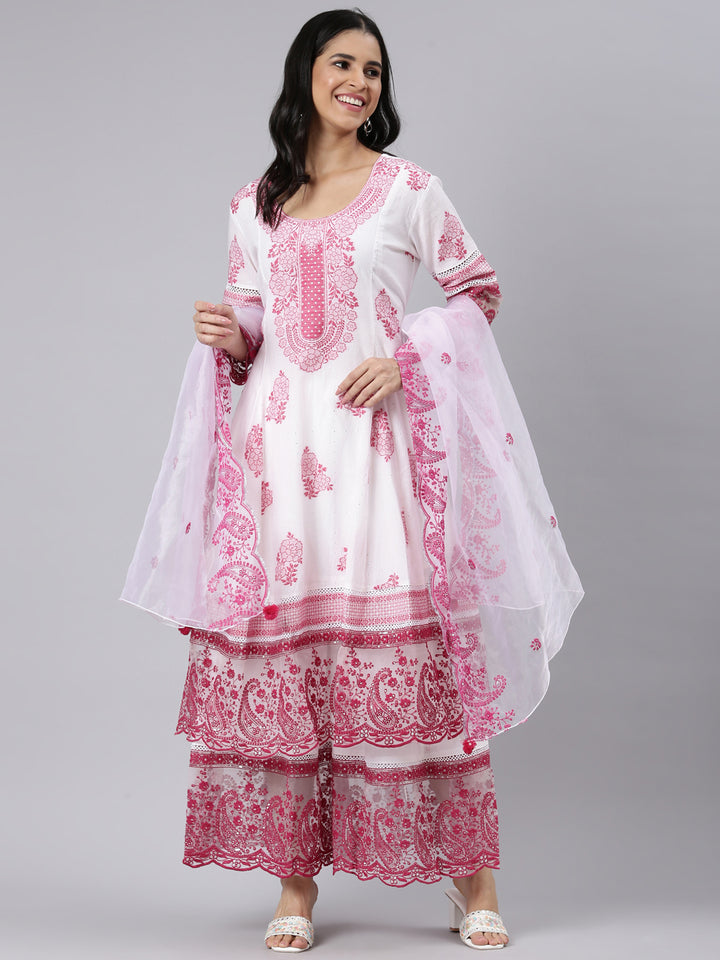 Neerus Maroon muslin embroidered straight suit set - detail view 2