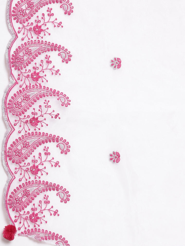 Neerus Maroon muslin embroidered straight suit set - detail view 4