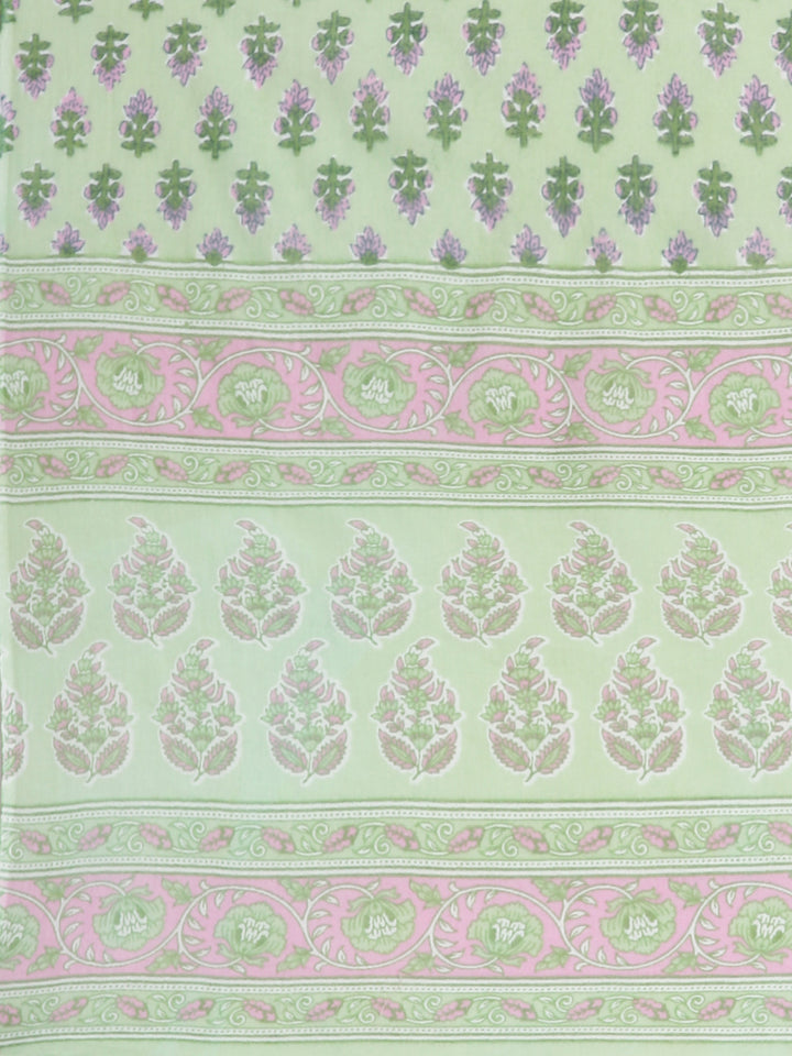 Neerus Lime Green Printed Straight Kurta and Trousers With Dupatta