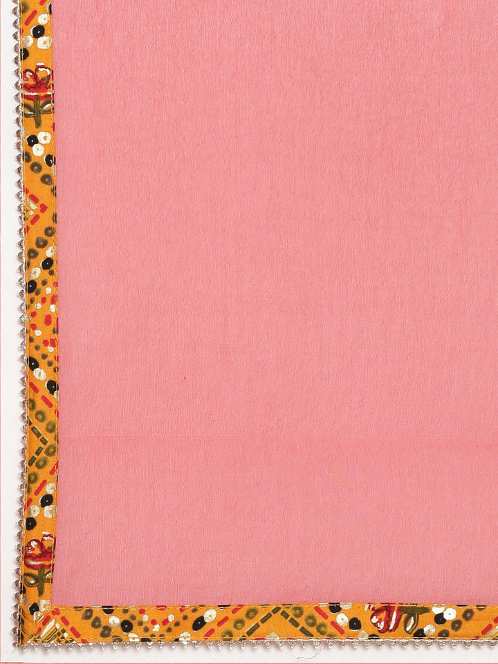 Neerus Yellow Regular Straight Printed Kurta And Trousers Dupatta