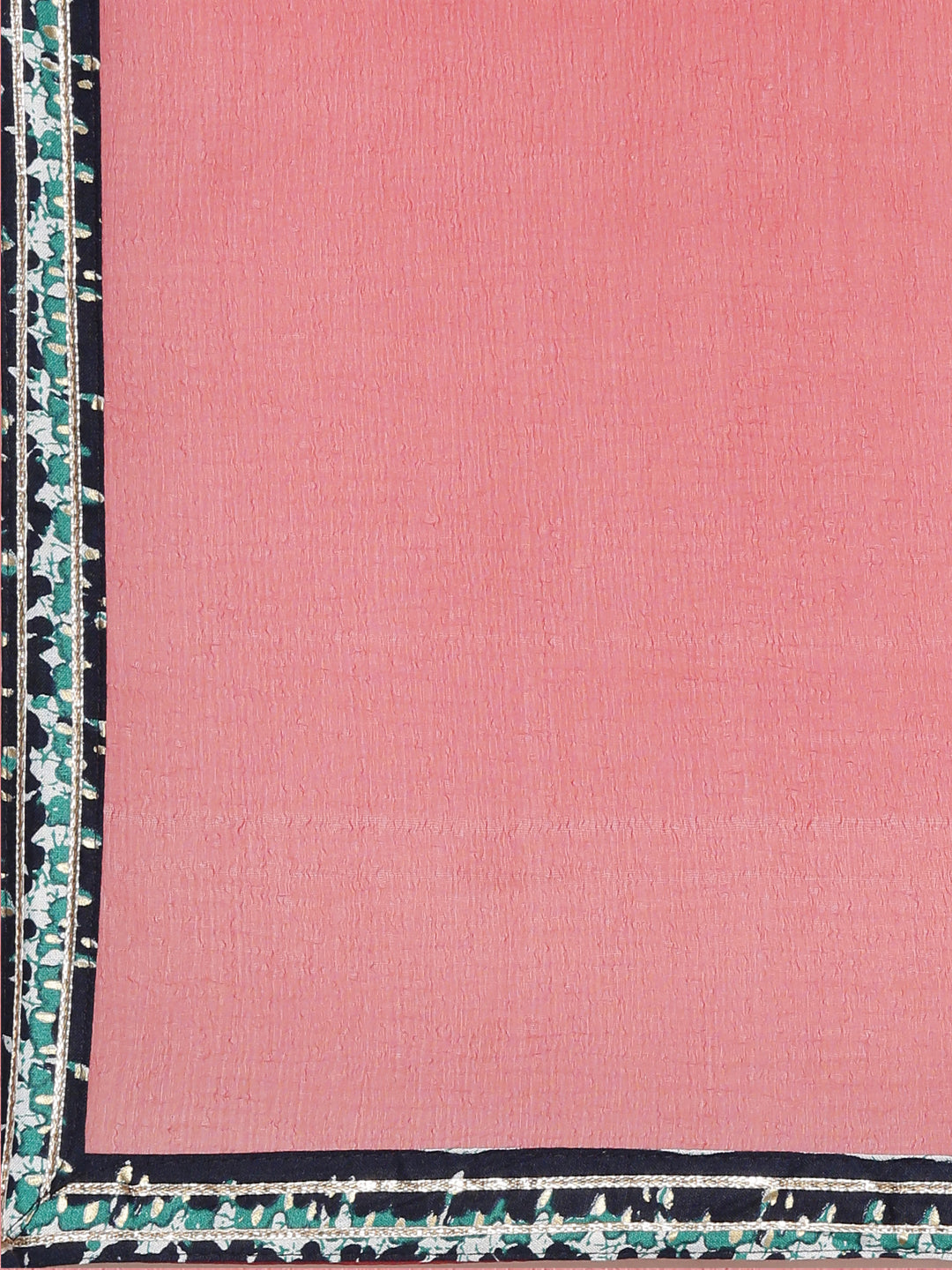 Neerus Blue printed straight kurta set with palazzo and dupatta - detail view 4