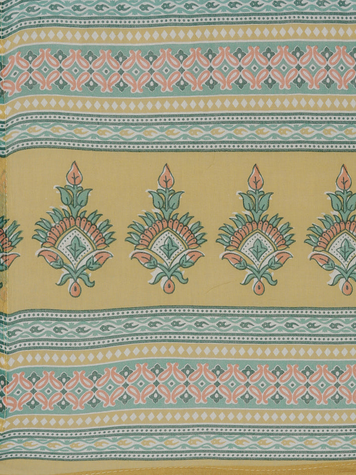 Neerus Orange Regular Straight Printed Kurta And Palazzos With Dupatta