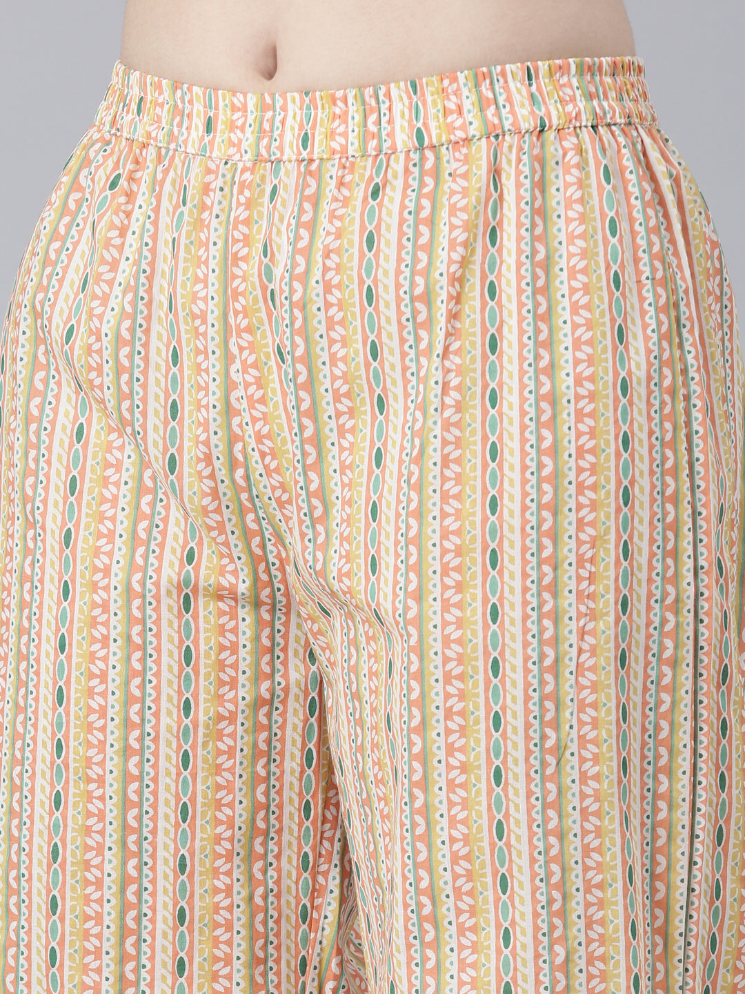 Neerus Orange Regular Straight Printed Kurta And Palazzos With Dupatta