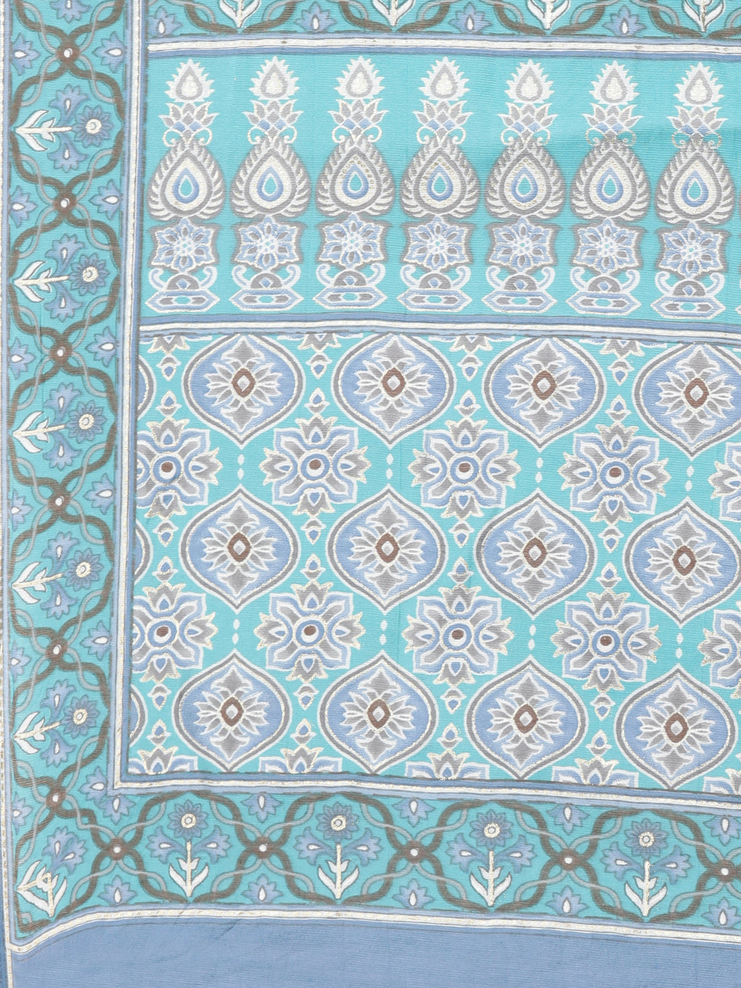 Neerus Green rayon printed suit set - detail view 4