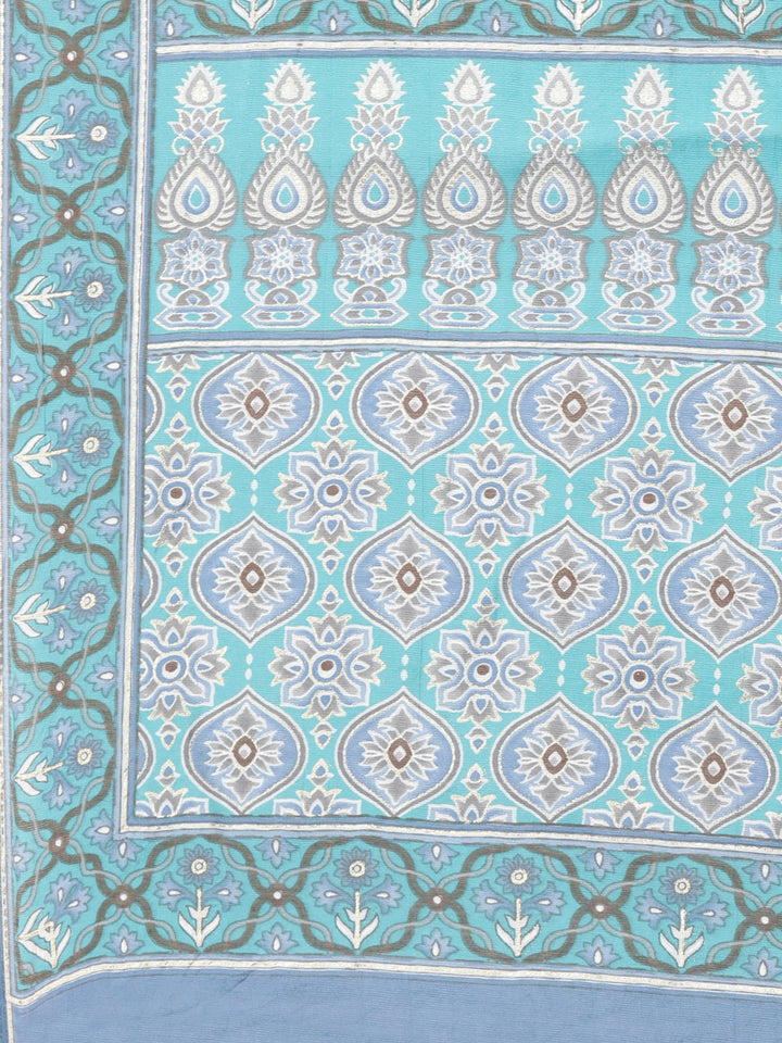 Neerus Green rayon printed suit set - detail view 4