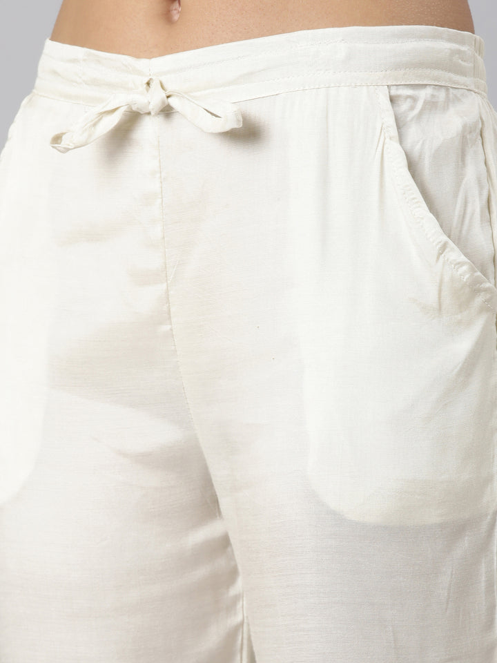 Neerus Yellow Regular Straight Floral Kurta And Trousers With Dupatta