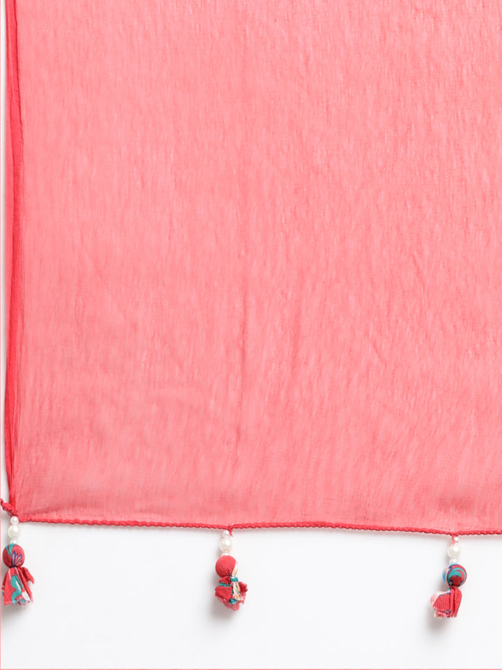 Neerus Red Georgette Printed Suit Set - detail view 3