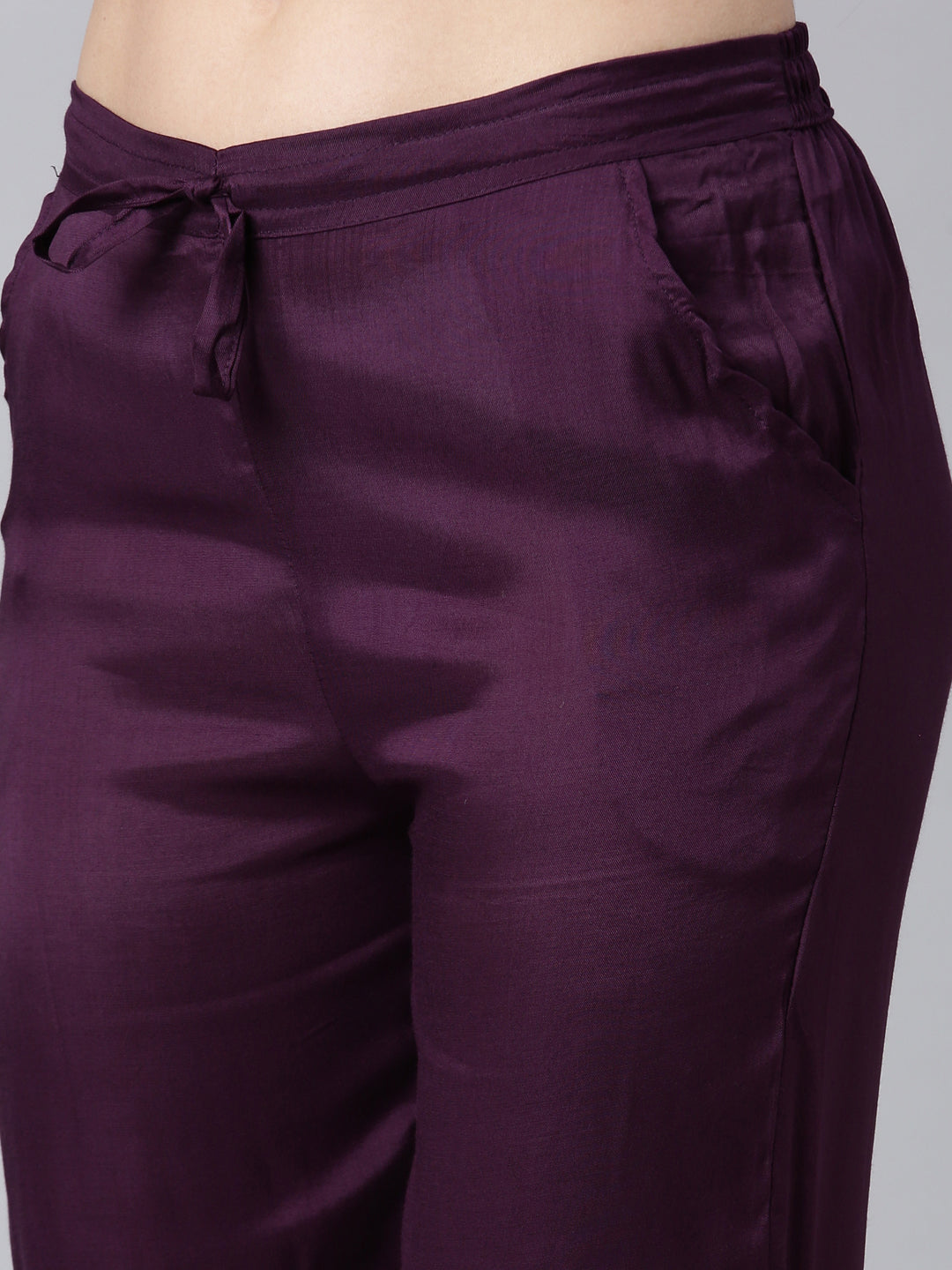 Neerus Purple Regular Straight Floral Kurta And Trousers With Dupatta