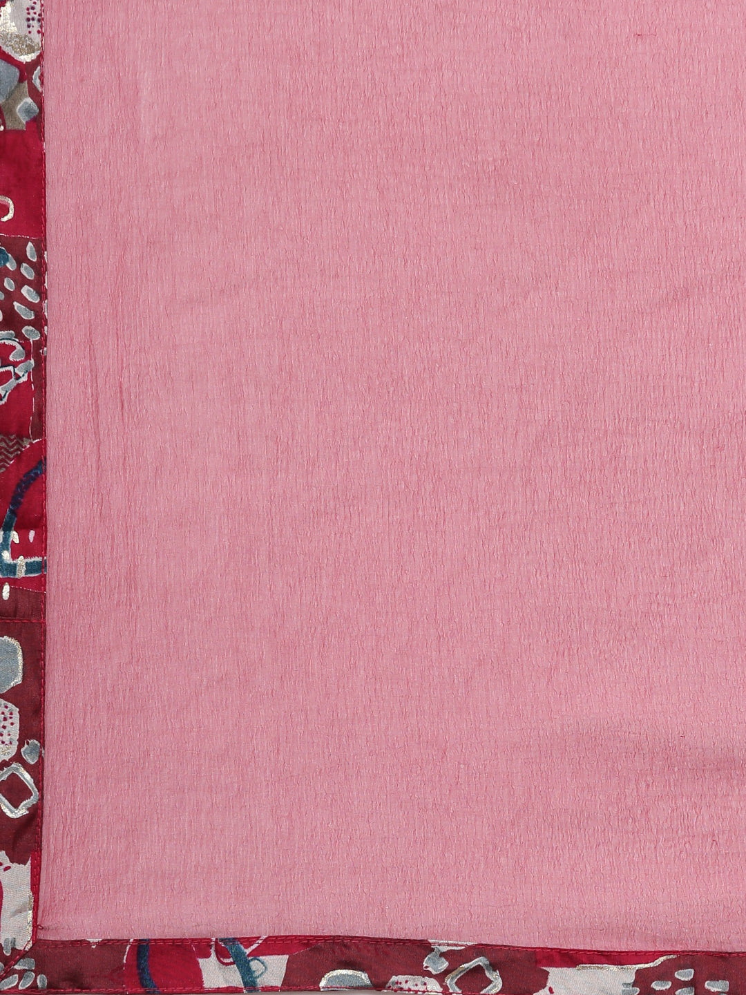 Neerus Magenta Angrakha Straight Floral Kurta And Trousers With Dupatta