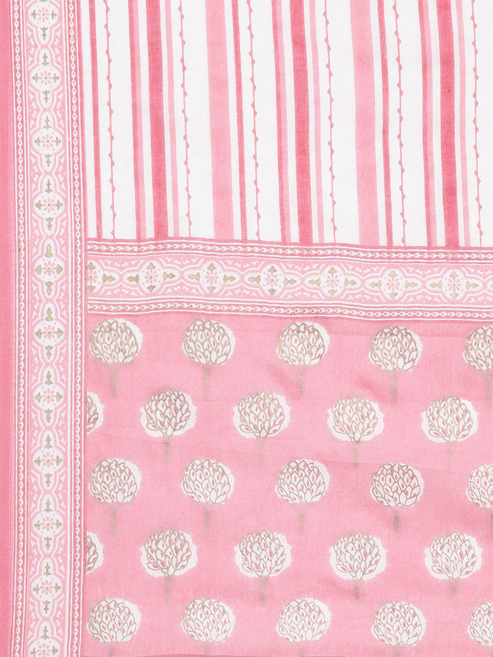 Neerus Rose Panelled Straight Floral Kurta And Trousers With Dupatta