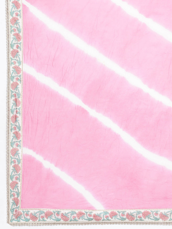 Neerus Pink printed panelled suit set - detail view 5