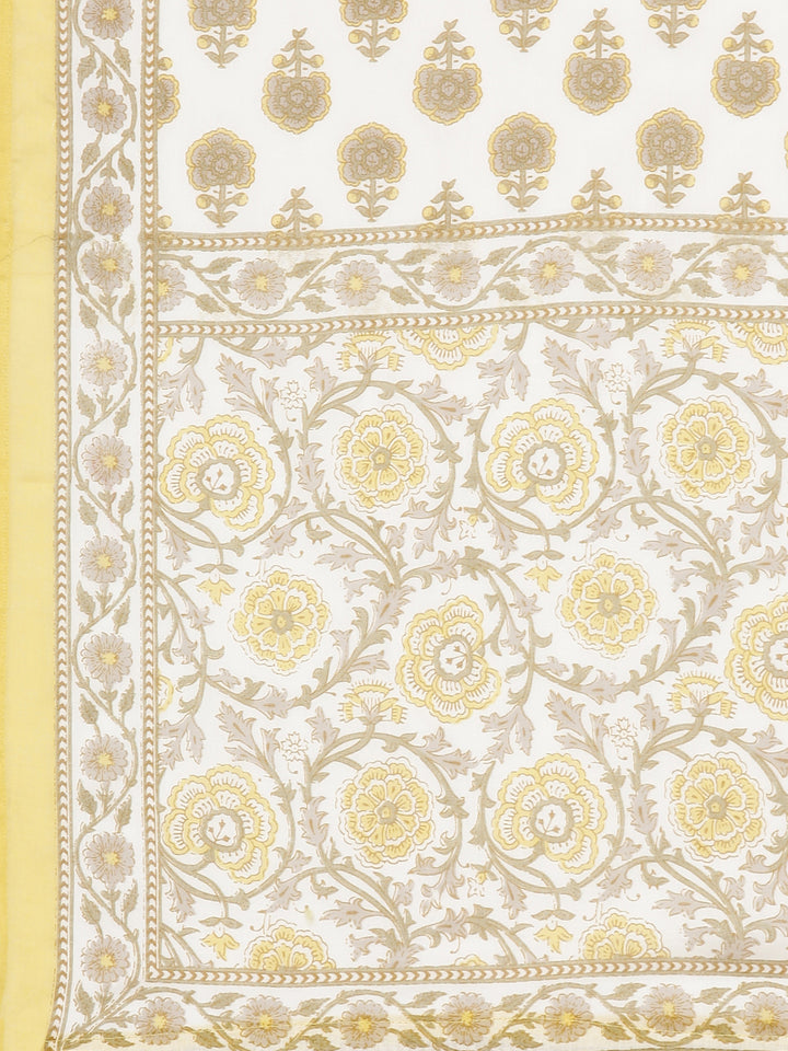 Neerus Brown Pleated Straight Printed Kurta and Trousers With Dupatta