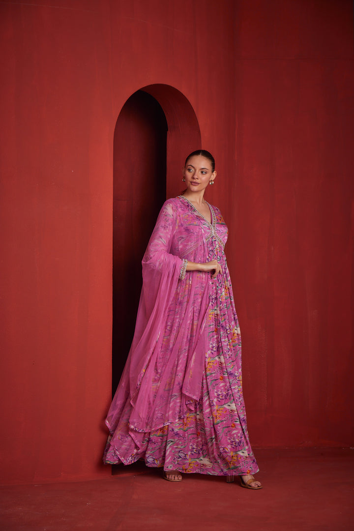 Neerus Womens Pink Color Crepe Fabric Dress