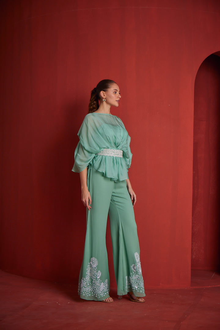 Neerus Green shantoon printed suit set - detail view 1