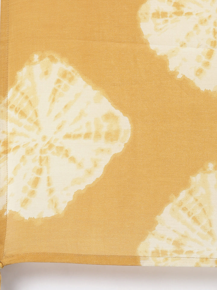 Neerus Yellow cotton printed striped suit set - detail view 4